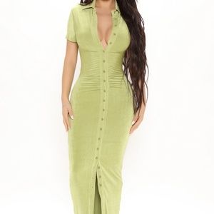 Silky Smooth Slinky Maxi Dress - Chartreuse 90’s Dream